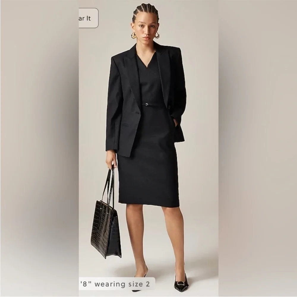 J. Crew Executive dress in stretch linen blend black NEW 2 Petite closet staple